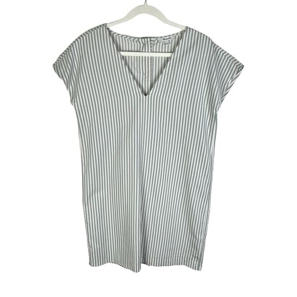 Madewell Button-Back Easy Dress in Stripe York Stripe Sage Mist Size S Summer - Picture 4 of 10
